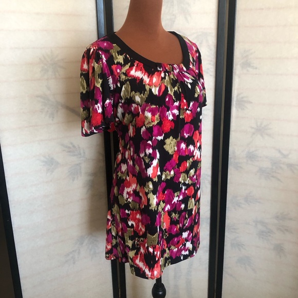 jms Easy Dressing Floral Short Sleeve Blouse Women’s Plus  Size XXL - Picture 3 of 12